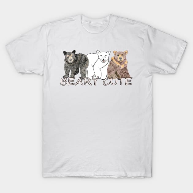 Animal art, sketch, bears, Beary Cute T-Shirt by sandyo2ly